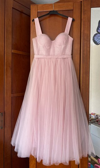 Vestido de fiesta rosa con lazos, talla M 38-40,