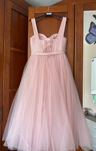 Vestido de fiesta rosa con lazos, talla M 38-40,
