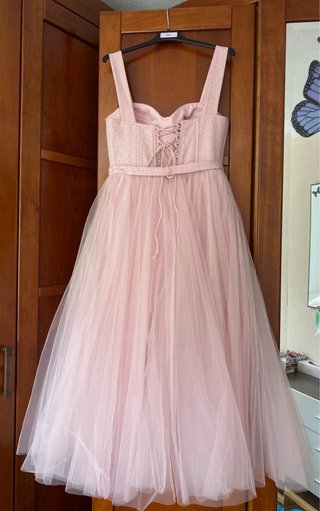 Vestido de fiesta rosa con lazos, talla M 38-40,