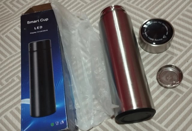 E_Lote 2 Botellas Termo 500ml lector LED Temperatu
