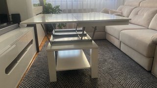 Mesa elevable extensible cristal y madera