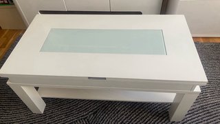 Mesa elevable extensible cristal y madera