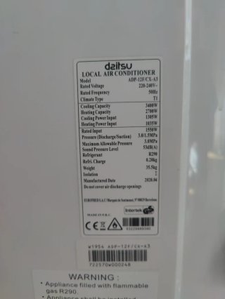 Aire acondicionado portátil Daitsu 3000 frig + Kit