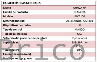 Plancha Gas Acero Laminado Serie 100 - PLC6100