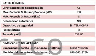 Plancha Gas Acero Laminado Serie 100 - PLC6100