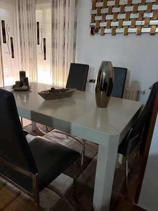 Lote 6 Sillas Comedor Piel Marrón Y plateado