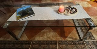 Mesa de centro cristal y metal