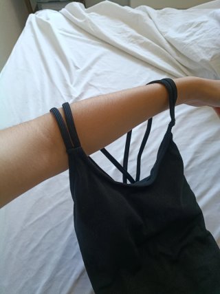Bañador negro mujer rayas