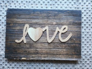 Cartel rústico de madera "LOVE" (Para reparar )