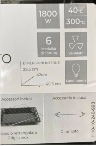 Horno G3 Ferrari 58L 300°C Convección Rotatorio