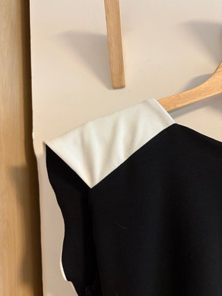 Vestido fiesta blanco y negro