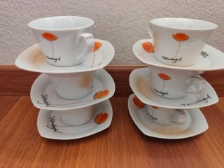 Juego de 4 tazas de café con flor