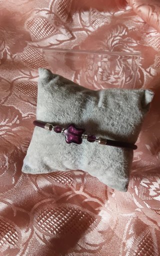 Bracciale con stella viola vetro Murano e argento