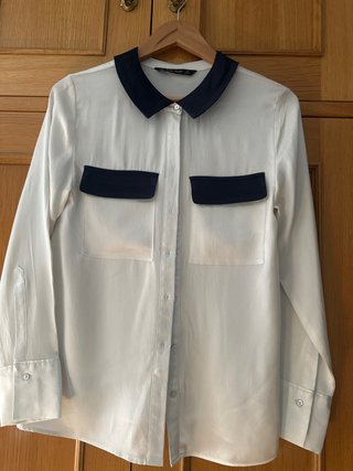 Camisa Zara Blanca y Negra Talla S