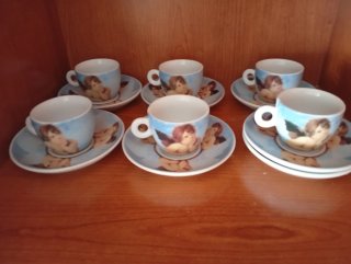 Juego de 6 tazas de porcelana con angelitos