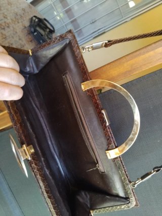 Borsetta vintage pelle serpente anni '70