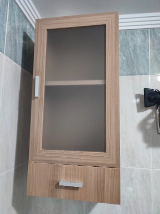 Muebles de baño madera y cristal ( grifo includo )