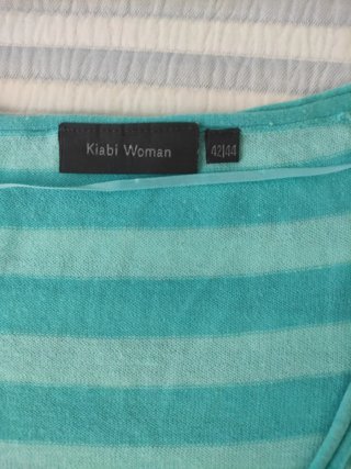 Camiseta Kiabi rayas azul y turquesa Talla L