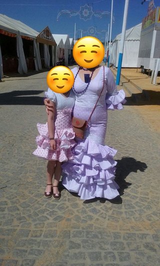 Vestido de flamenca rosa y morado
