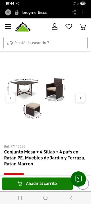 Conjunto mesa y sillas ratán jardín