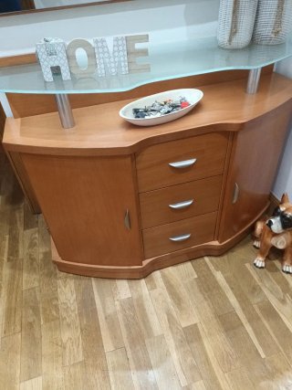 Mueble de entrada madera y cristal