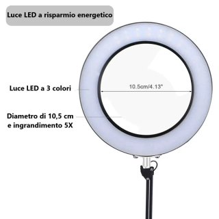 Lampada LED con Lente Ingrandimento