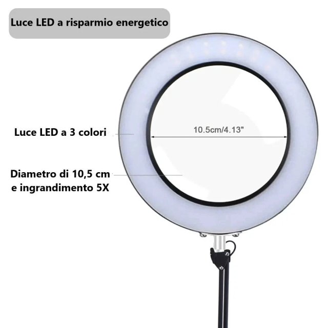 Lampada LED con Lente Ingrandimento