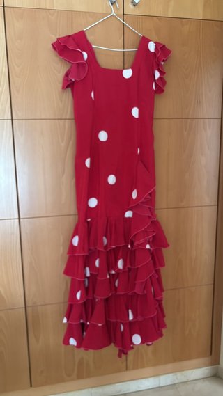 Vestido Flamenca Rojo Lunares Blancos