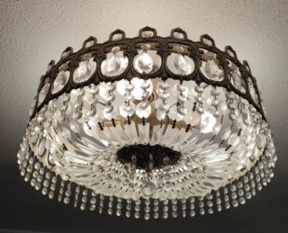 Lámpara  techo de cristal roca  y estructura metal