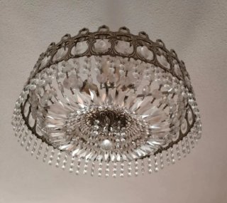 Lámpara  techo de cristal roca  y estructura metal
