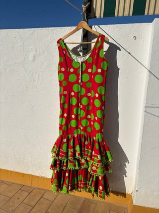 Vestido Flamenca Lunares Rojo y Verde