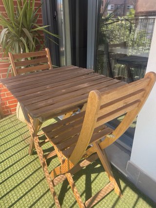 Mesa y 2 Sillas de Jardín Madera
