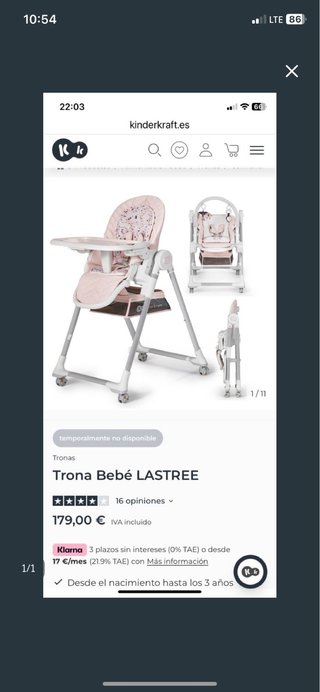 Trona Bebé Kinderkraft LASTREE