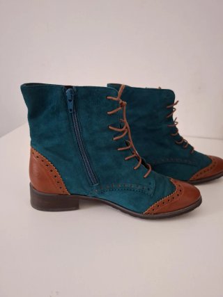 Botines piel y ante mujer