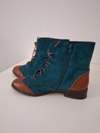 Botines piel y ante mujer