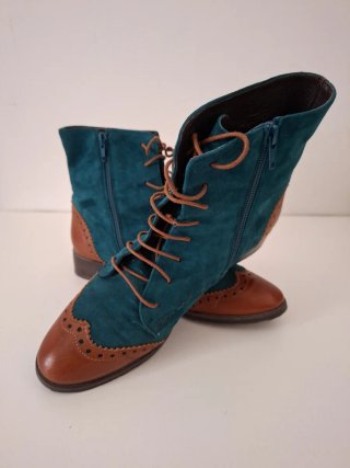 Botines piel y ante mujer