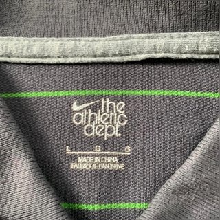 Nike Athletic Dept Polo Vintage Gris Rayas Verde Y2K Streetwear
