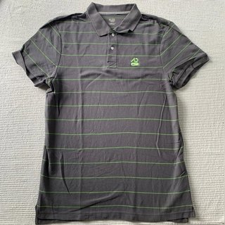 Nike Athletic Dept Polo Vintage Gris Rayas Verde Y2K Streetwear