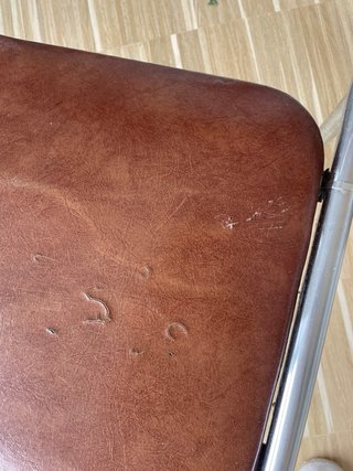 Sillas vintage metal asiento marrón (2)