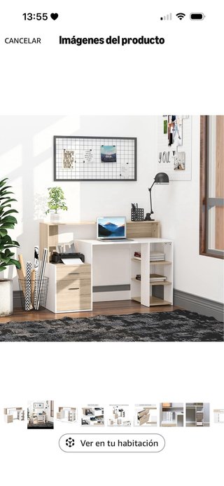 Mesa de estudio Roble+blanco