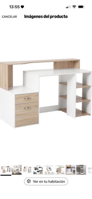 Mesa de estudio Roble+blanco