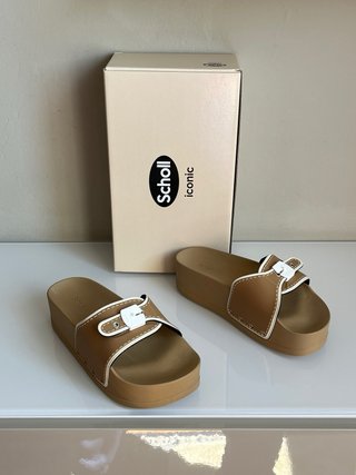 Ciabatte Scholl Tg 38 Marrone e Bianco