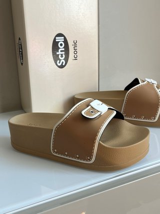Ciabatte Scholl Tg 38 Marrone e Bianco