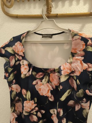 Vestido ZERMATT floral azul y rosa talla 44