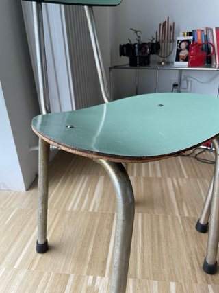 Silla Vintage Colegio Metal Azul