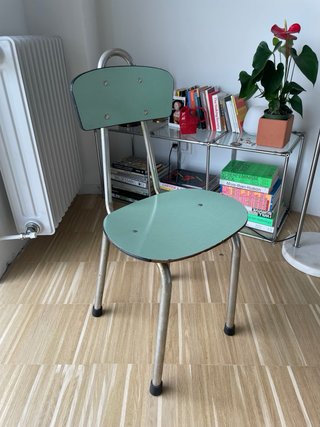 Silla Vintage Colegio Metal Azul