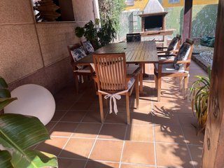 Conjunto de mesa y sillas de jardin de teca