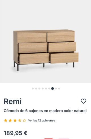 Cómoda 6 cajones madera natural Klasthome.