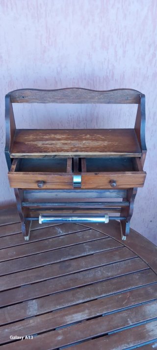 Porta rotolo cucina legno e metallo