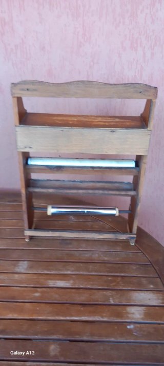 Porta rotolo cucina legno e metallo